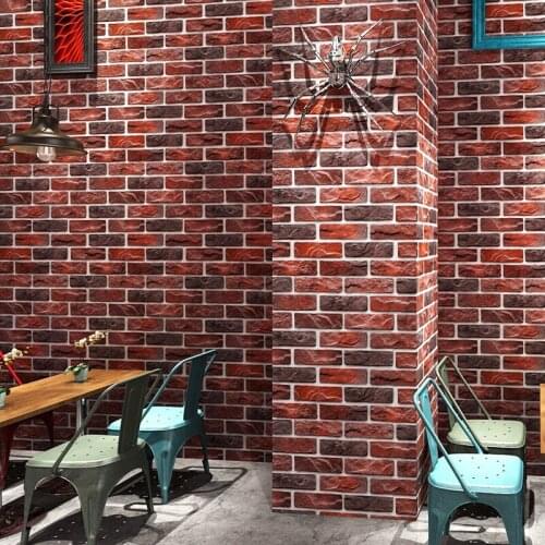 Vintage Huai Old 3D 3D Imitation Brick Pattern Brick Brick Wallpaper Internet Cafe Restaurant Cafe Bar Red Brick Wallpaper