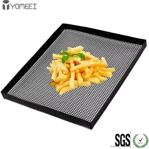 YOMEEI 1Pcs Non-stick Coating Baking Tray Mat Food Basket Roaster Rack Oven Baking Mesh Tray Heat Resistant Baking Tools