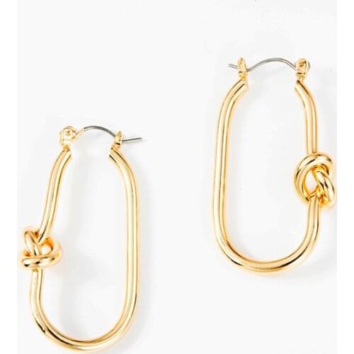 Fever&Free Women Unique Gold Hoop Earrings Irregular Knot Statement Pierced Earrings Fashion Jewelry 2020 Accesorios Mujer Gifts