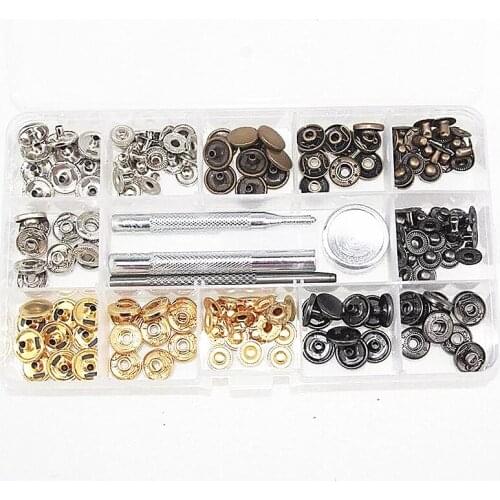 40 sets 12.5mm Metal Press Studs Fasteners Snap Buttons for Sewing Leathercraft Clothes Jackets Bags Belt +Fixing Tool