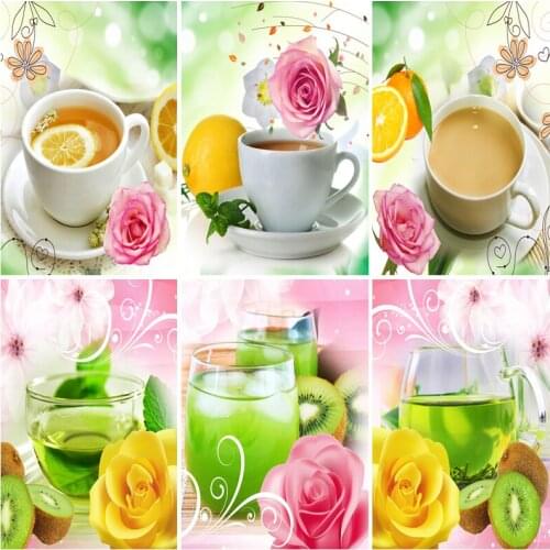 5D DIY Diamond Embroidery Square Round Diamond Kit Plant Home Decoration Hanging Fruit Coffee Restaurant Painting Artwork