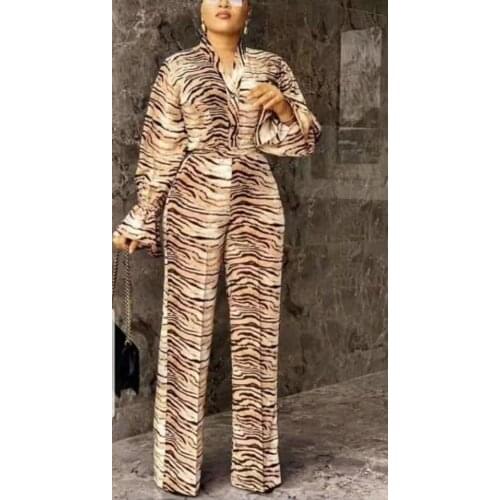 African Ladies Clothing Sets Printed Blouse & Long Pants Causal Fashion Elegant Evening Night Dinner Wear Outfits 2 Pieces Sets