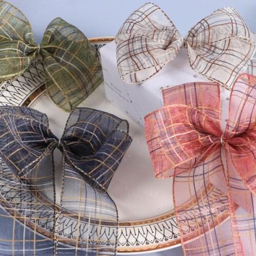 Hair Accessories Checkered Ribbon DIY Tartan Plaid Pattern 16 25 38mm Handmade Material Organza Lace Tape Both Side For Blouse