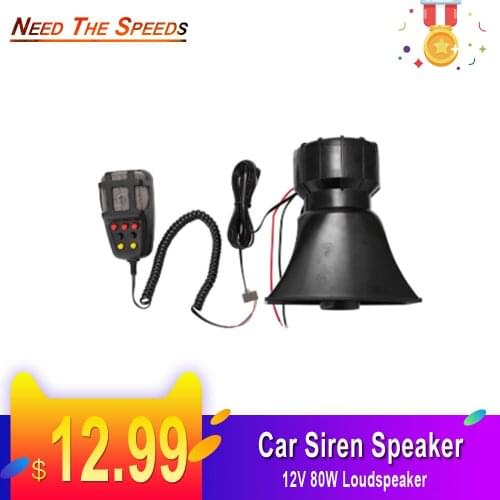 Tone Sound Car Emergency Siren Car Siren Horn Mic PA Speaker System Emergency Amplifier Hooter 12V 80W Loudspeaker