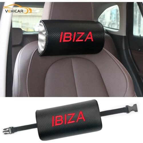 VEHICAR Car Headrest For IBIZA Seat Support Pillow Carbon Fiber Car Personality Headrest Removable Headrest Accessories