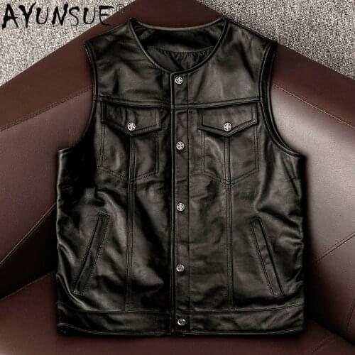 AYUNSUE 100% Cowhide Coat High Quality Mens Jacket Genuine Leather Vest Men Plus Size 4xl Spring Autumn 2021 Chaquetas Hombre