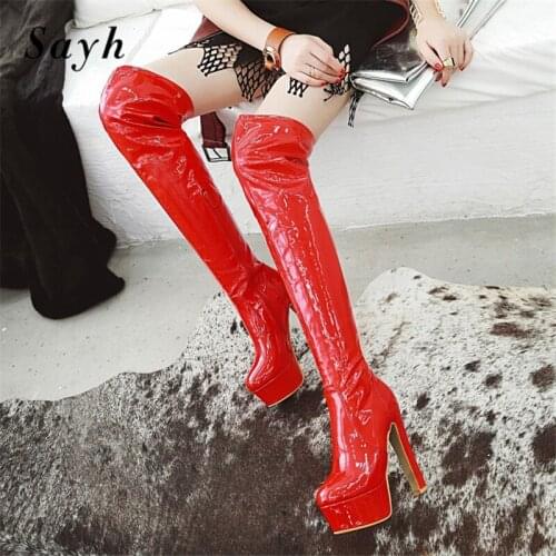 Over Knee Boots Female Gladiator Rome Boots Winter Wedge Platform 13CM High Heels Riding Boot Fashion Sexy Lady Shoes Stripper