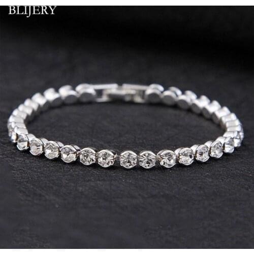 BLIJERY High Quality Silver Plated Bridal Bracelets Shiny Austria Crystal Bracelets & Bangles Fashion Women Wedding Accessories