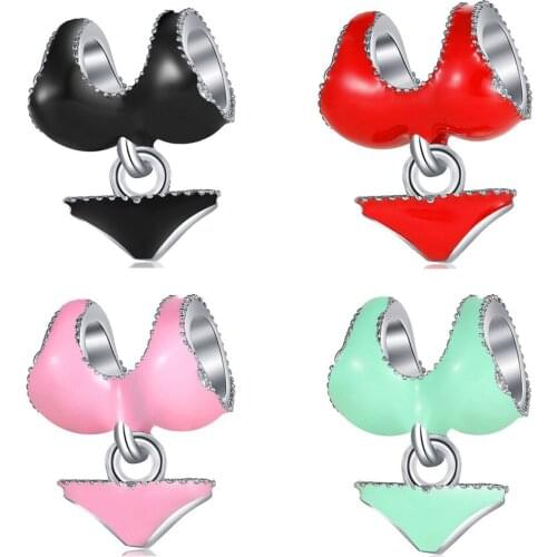 1Pcs New Cute Bikini Pendant DIY Beads Suitable for Original Pandora Charm Bracelet Ladies Jewelry Making Gifts