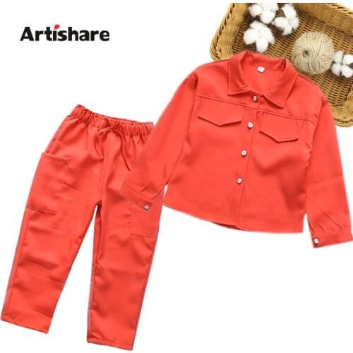 Kids Clothes Girls Blouse + Pants Childrens Clothes For Girls Solid Color Outfit For Girls Casual Style Childrens Clothes Girl