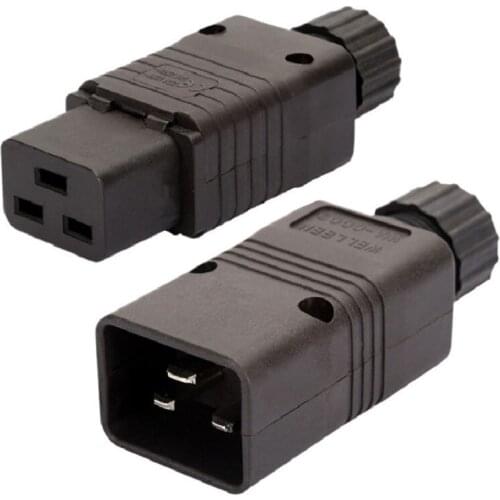 IEC320-C19 C20 Female Socket 16A 110-250V PDU/UPS Detachable Reassembled Power Cord C19 Socket Black