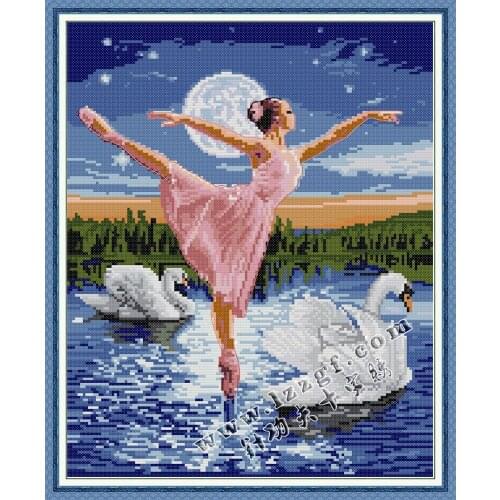 Everlasting Love Swan Lake of Ballet Chinese Cross Stitch Kits Ecological Cotton Printed 11CT 14CT Wedding Decoration For Home