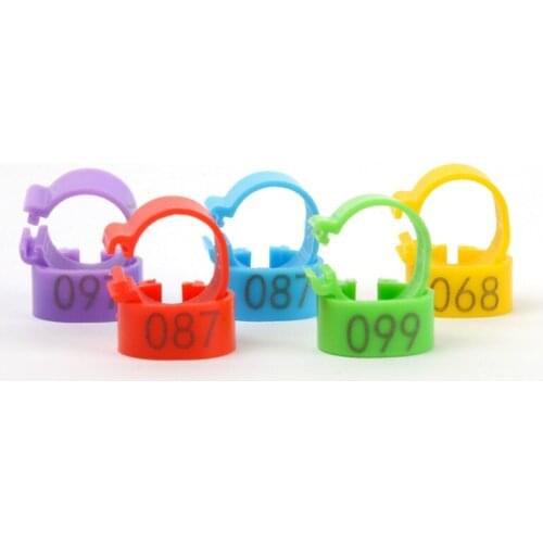 100 Pcs 16-20 MM Digital Poultry Foot Ring Chicken Duck Goose Birds Feeding Supplies Buckle Type Clip Rings Poultry Foot Ring