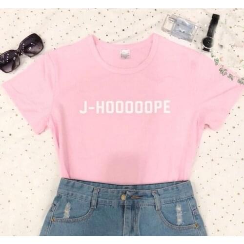 Korea T-shirt Woman J-HOOOOOPE T-Shirt Streetwear Fashion Popular T Shirts Women Outfits Letter Print Tops Tees Shirts