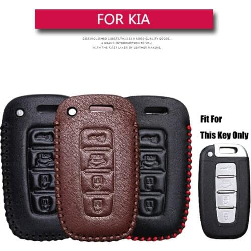 Leather Square Smart 4 buttons Car Key Case Cover For Kia Rio 3 4 Ceed Borrego Venga Key Holder Key Parts Skin Shell accessorie