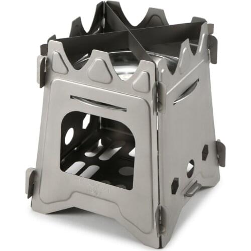 Lixada Camping Titanium Wood Stove Ultralight Folding Stove with Alcohol Tray Portable Outdoor Cooking Stove Camping Equipment