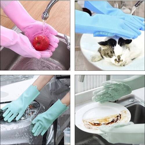 Multifunctional silicone cleaning gloves magic silicone dishwashing gloves household silicone dishwashing gloves