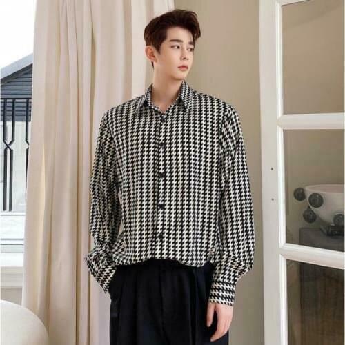 Mens Fashion Long Sleeve Loose Printed Shirt Casual Party Shirt New 2021