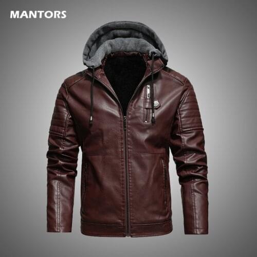 2021 Autumn Winter Leather Jacket Men Fleece Motorcycle PU Leather Jacket Male Stand Collar Casual Windbreaker Mens Coat Zipper