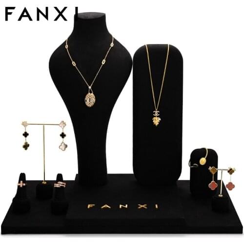 Oirlv Jewelry Display Set 9 Pieces Black Mannequin Necklace Stand Ring Stand Earring Stand Jewelry Storage Rack