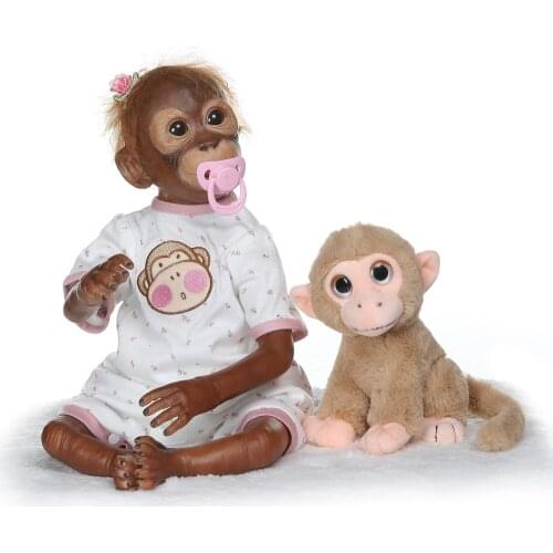 New 21inch 52CM Full Silicone Monkey Reborn Doll Baby girl Dolls soft Silicone Boneca Reborn flexible Collectible art doll Gifts