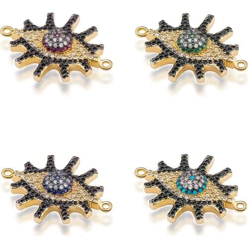 NEW Charm diy Evil Eye Colorful Zircon Jewelry Accessories Punk Style Bracelet Necklace Jewelry Wholesale