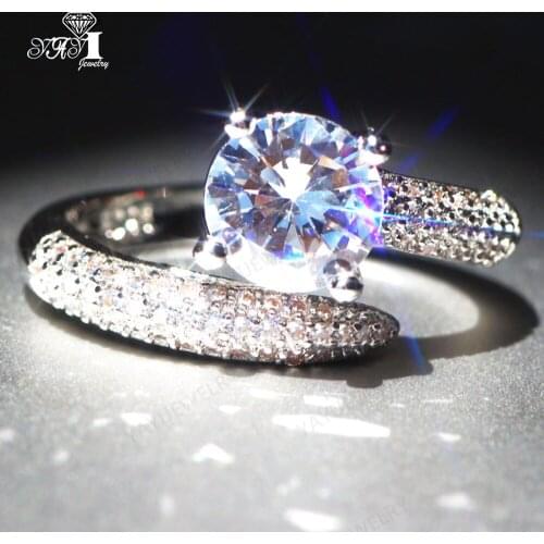 Wholesale YaYI Jewelry Fashion Princess Cut AAA+ White Cubic Zirconia Silver Color Engagement Wedding Party Adjustable Rings