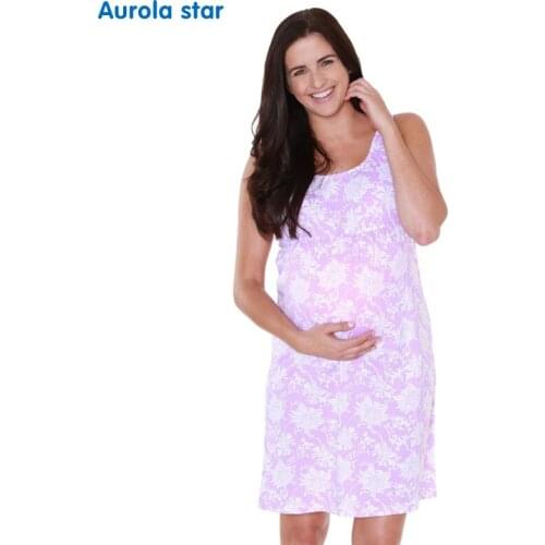 Maternity Pajamas Pregnancy Nightgown Dress Sleepwear Dress Floral Nightshirt Maternity For Clothing Pajamas Sleeveless Dresses