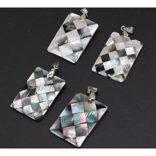 Natural Abalone Shell Pendant Charms Rectangular Shell Pendant for Making DIY Jewerly Necklace Accessories Size 21x30mm