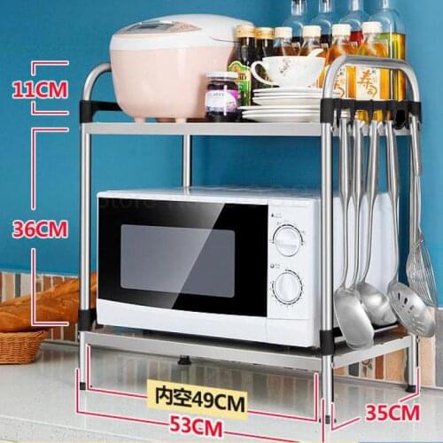 Stainless Steel Kitchen Shelf Landing Multi-layer Microwave Oven Shelf Receptacle Shelf Pot Oven Household Space Saving