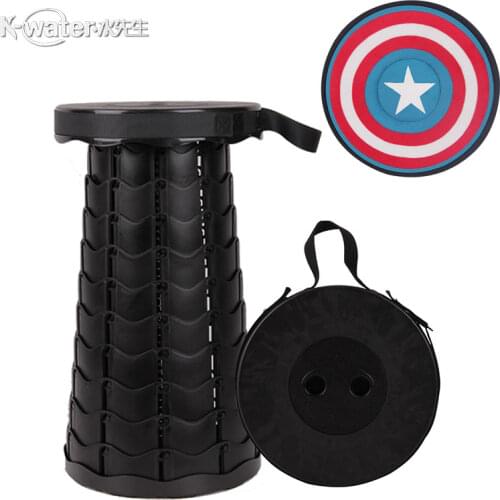 Portable folding stool Outdoor Retractable pocket Chiar Camping accessories Convenient Fishing plastic Chairs Foldable small