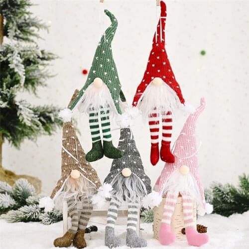 Christmas Decoration Lighting Gnome Doll Pendant Santa Gnome Plush Doll Decorative Christmas Decorations for Home 2021 Navidad
