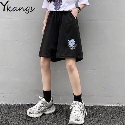 Harajuku Streetwear Joggers Sports Korean Print Womens Shorts Summer High Waist Goth Aesthetic Fashion Punk Biker Shorts Female