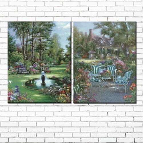 Mediterranean green tree garden landscape canvas printings oil painting printed on canvas wall art decoration picture no frame