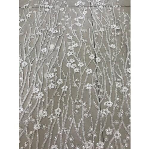High Quality beaded Lace Fabric S-98917 Nigerian Lace Fabric with sequins