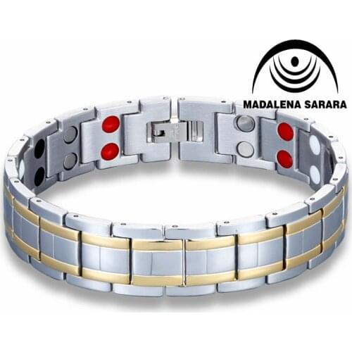 MADALENA SARARA Premium Titanium Steel Energy Bracelet Magnetic Germanium Magnets Negative Ions Inlaid Heathy For Body