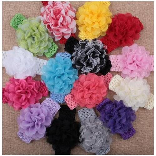 YH457 Newborn Baby Gauze Baby Flower Headband Girls Headwear Hair Band Of Elastic Hair Accessories
