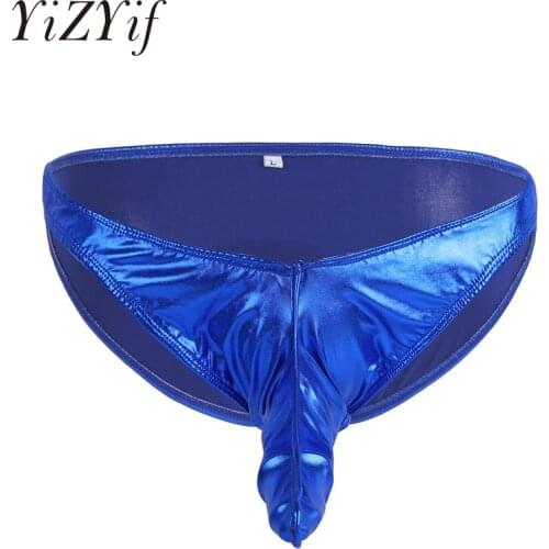 YiZYiF Gay Men Lingerie Soft Stretchy Leather Low-rise Bikini Underwear Mens Underpants Closed Penis Sheath Leather Boxer Shorts