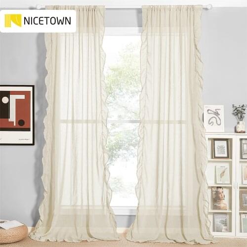 NICETOWN Rococo Curtains with Lace Ruffles for Girls Bedroom Living Room Kitchen Curtain Drapes Door Curtains Window