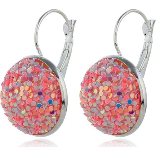 CRLEY 10 Colors Romantic Round Drop Earrings with Acrylic For Women Jewelry Handmade Personalized Sequins Trendy Earrings