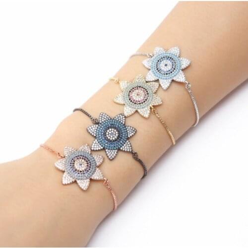 Gold silver Chain bracelet micro pave cz rope Cubic Zirconia bracelet adjusted Macrame flower ytd2 Charms Bangles Jewelry