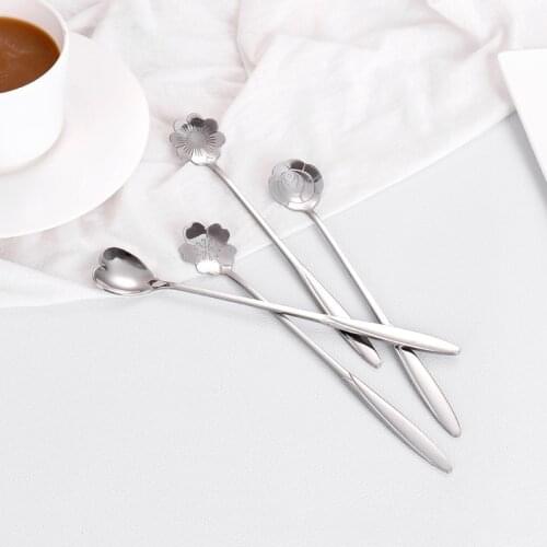 1pcs 410 Stainless Steel Vintage Teaspoons Drink Tableware Multi Purpose Mixing Spoon Kitchen Accessories Flower Shape