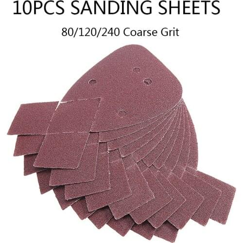 10Pcs Hook and Loop Grinding Mouse Sander Sanding Pad Sandpaper Polishing Abrasive 80 120 240 Grit Sheets