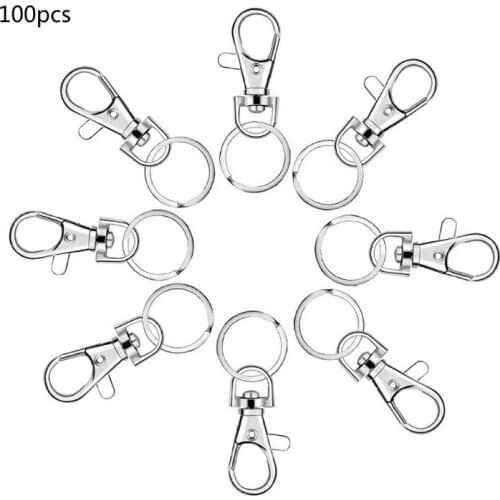100 Keychain Hooks with Key Rings Keychain Clip Hooks with Rings Jewelry Making F3MF