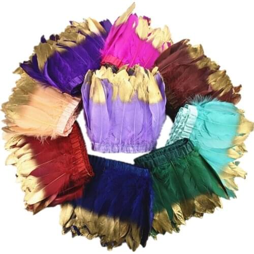 2Meters Golden Silver Goose Feathers Trim Tape Fringe Ribbon Feather for Crafts Dress Clothing Wedding Accessories Plumes Decor