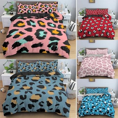 Single Queen King Bedding Set Leopard Print On Colorful Background Multiple Size Duvet Cover Home Textiles Stylish 2/3pcs