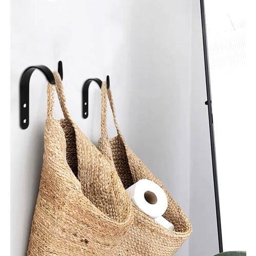 4pcs Black Iron Wall Light Hook Bracket Wind Chimes Garden Hanging Basket Planter Lantern Flower Pot Home Decoration