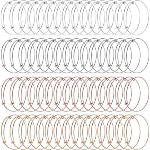 90 Pcs Expandable Bangle Bracelets,6 Colors Adjustable Wire Bracelets,Stainless Steel Expandable for Diy Jewelry Making