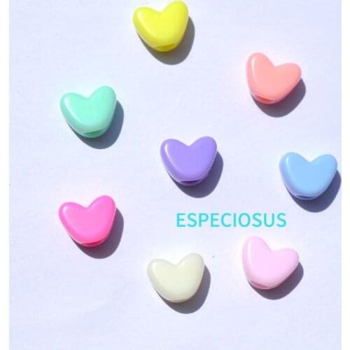 DIY Jewelry Making Accessories Big Hole Acrylic Beads Multi Color Heart Shaped Spacer Bracelet Making Hair Bands Departments