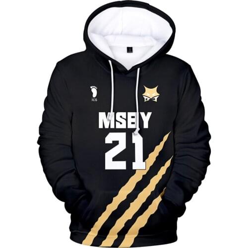 Anime Haikyuu con Sudaderas con capucha de impresión 3D Jackal para hombre y mujer, ropa informal de moda